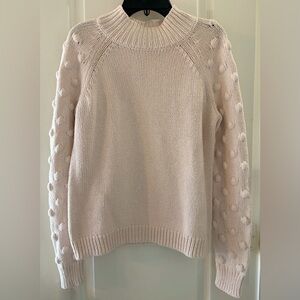 Vince Camuto Cream Bobble-Sleeve Crewneck Sweater, XS